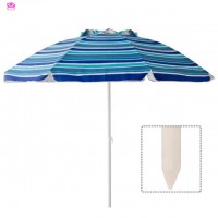 Wholesale sun beach umbrella steel pole  and ribs with plastic tilt, Windproof logo size beach umbrella with UV coating